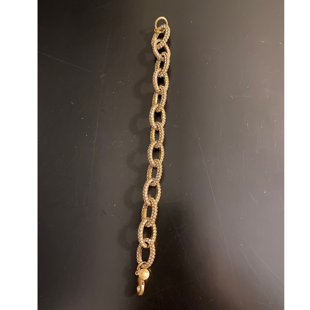J. Crew Gold Chain Bracelet with Rhinestones